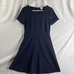 J Crew Dress Women's Size 4 Dark Blue Rolled Short Sleeve Party Casual